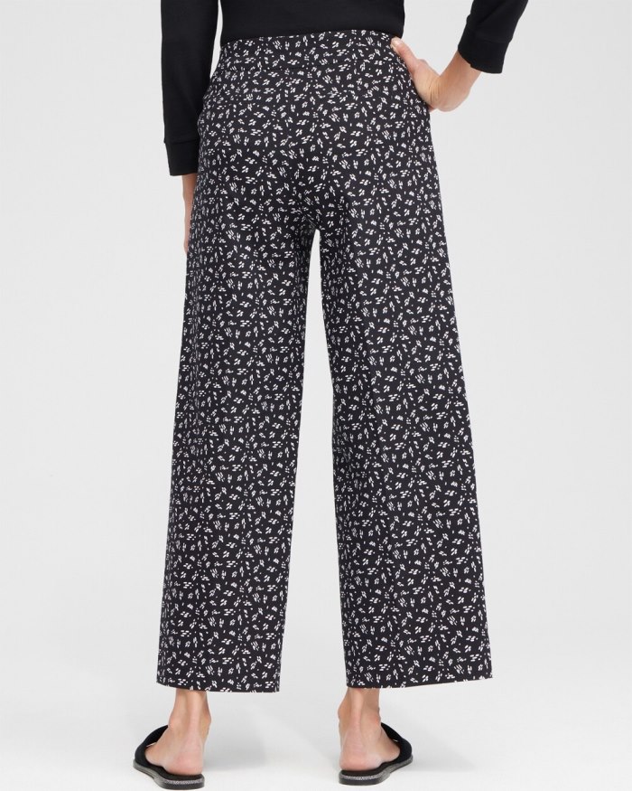 Women's Brigitte Line Print Wide Leg Crops - Black/Alabaster