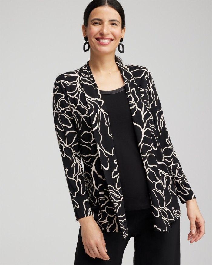 Women's Touch of Cool Floral Easy Cardigan - Black - Click Image to Close