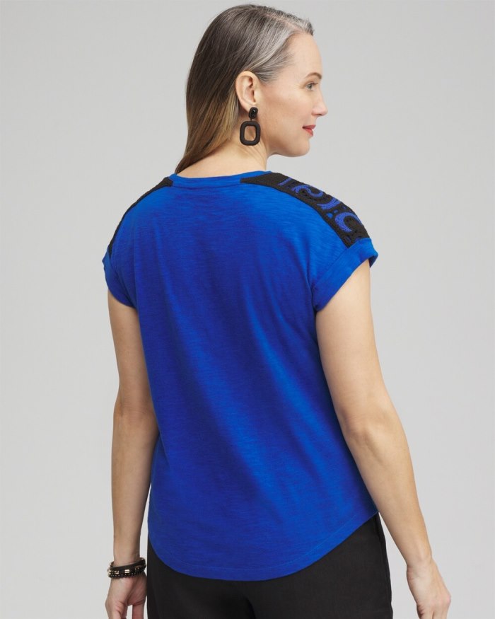 Women's Crochet Shoulder Top - Intense Azure