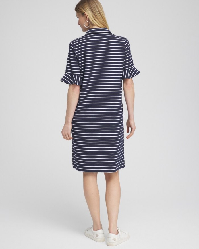 Women's Zenergy UPF Neema Stripe Ruffle Dress - Classic Navy