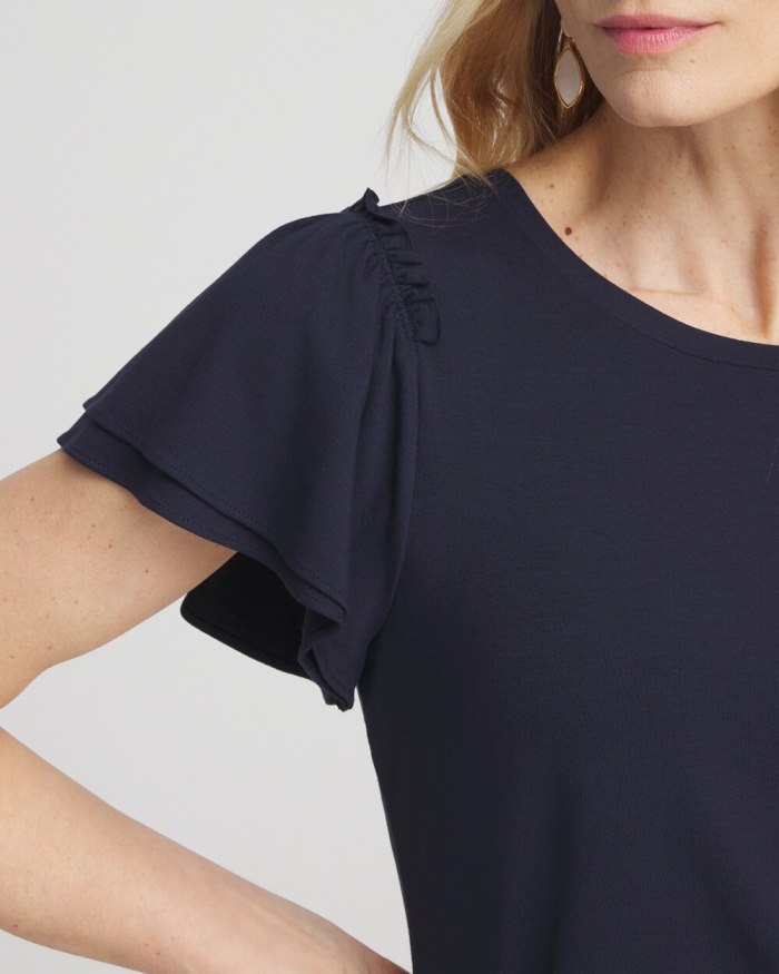 Women's Ruffle Sleeve Tee - Classic Navy