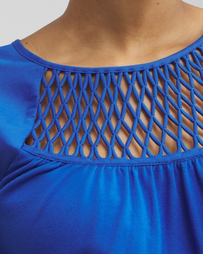 Women's Lattice Detail Top - Intense Azure