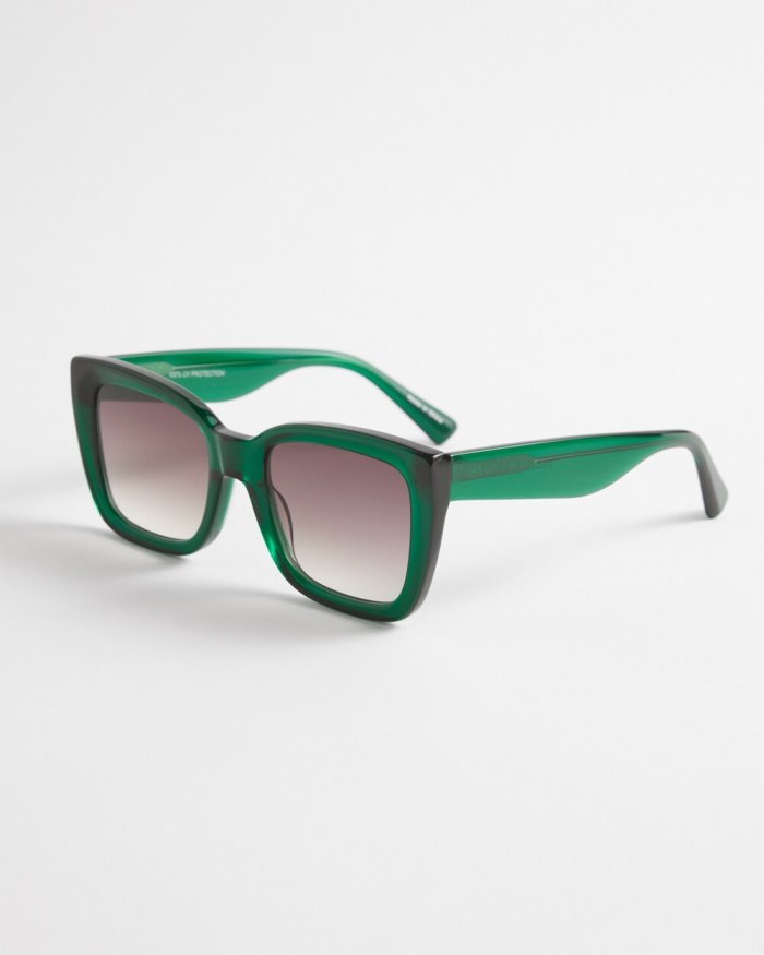 Women's Green Square Sunglasses - Green - Click Image to Close