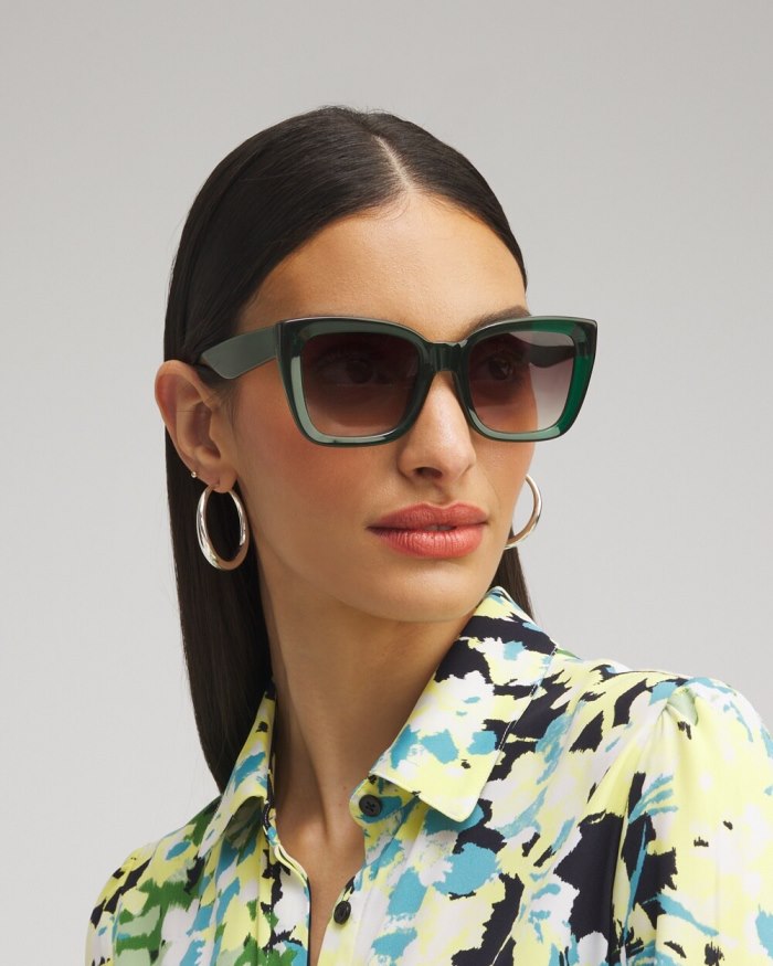 Women's Green Square Sunglasses - Green