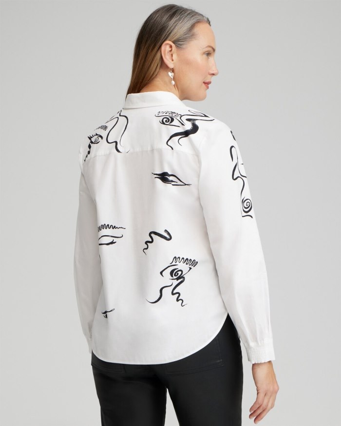 Women's Modern Art Print Shirt - Alabaster