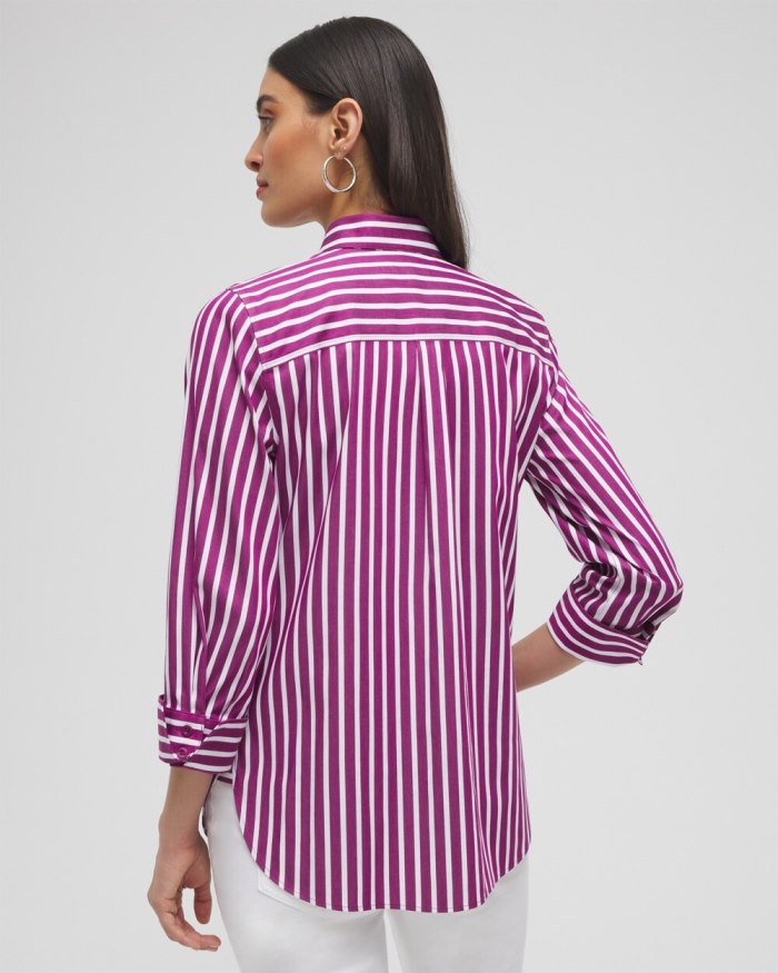 Women's No Iron Stretch Stripe Shirt - Fresh Plum