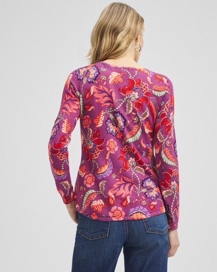 Women's Spun Rayon Floral V-neck Pullover - Ginger Rose