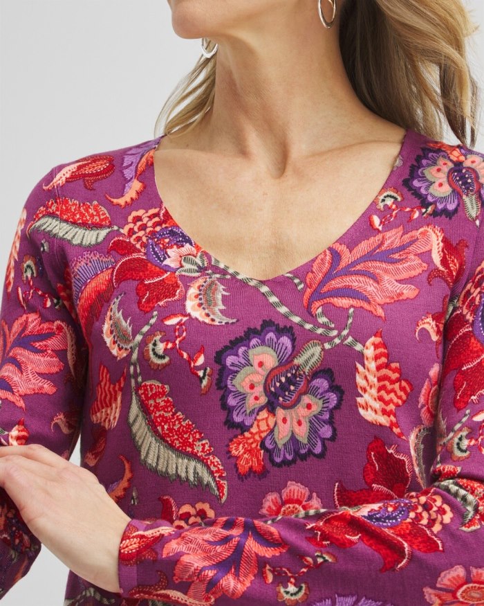 Women's Spun Rayon Floral V-neck Pullover - Ginger Rose