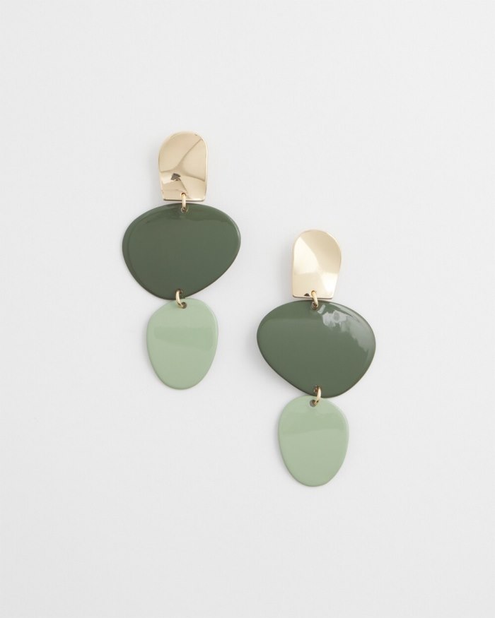 Women's Linear Drop Earrings - Olive