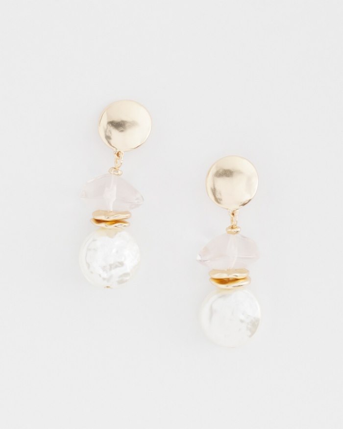 Women's Faux Pearl Drop Earrings - Gold