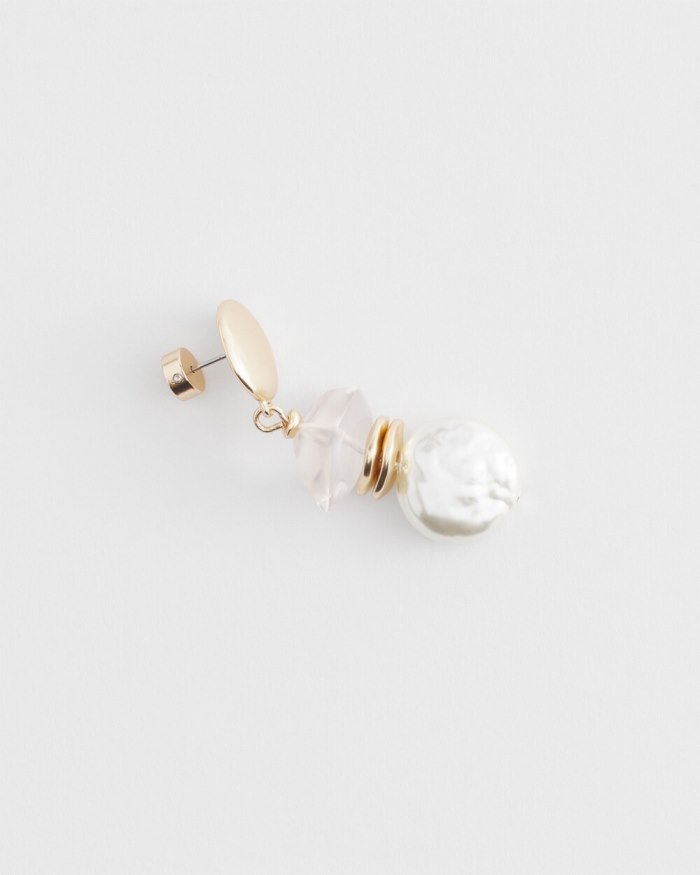 Women's Faux Pearl Drop Earrings - Gold