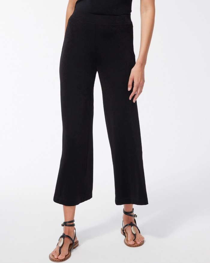 Women's Travelers Wide Leg Side Slit Ankle Pants - Travelers Black