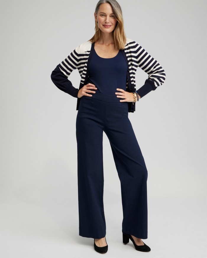 Women's Mixed Stripe Cardigan - Classic Navy