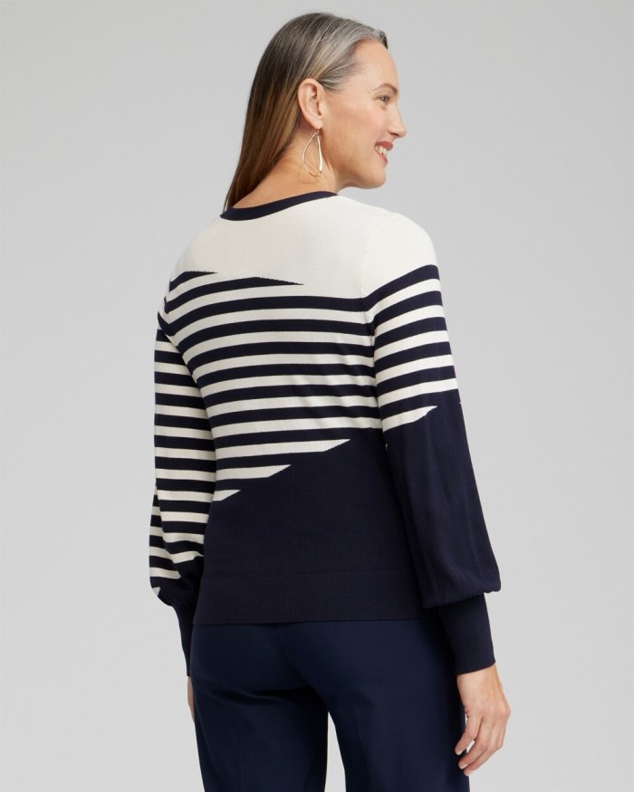 Women's Mixed Stripe Cardigan - Classic Navy