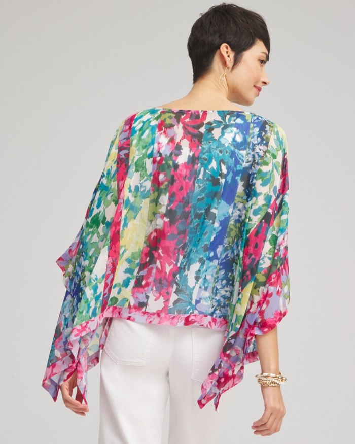 Women's Mixed Floral Poncho - Classic Navy