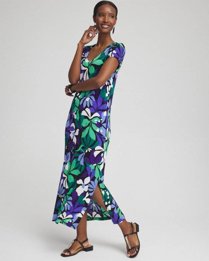 Women's Travelers Floral V-neck Maxi Dress - Purple Nightshade