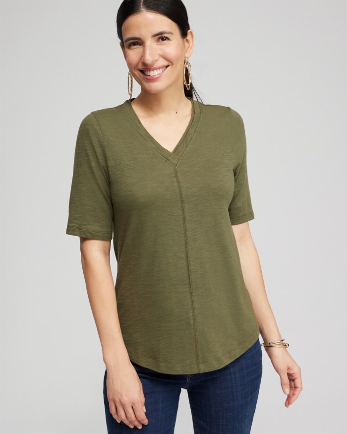 Women's Elbow Sleeve A-line Tee - Olive