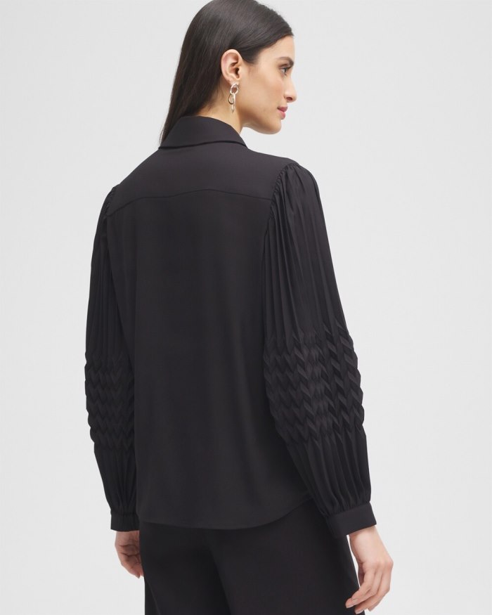 Women's Black Label Pleated Blouse - Black