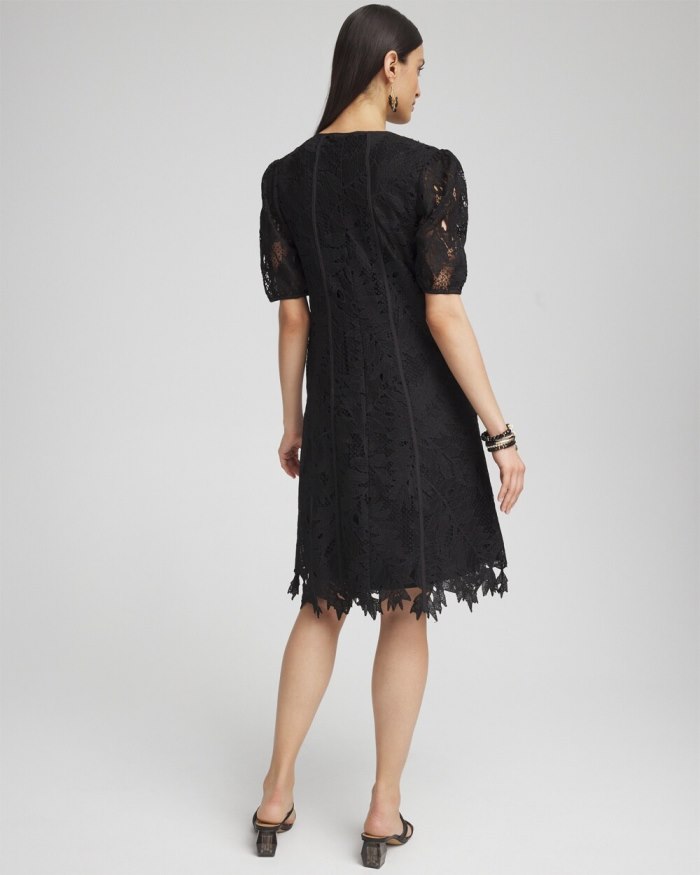 Women's Lace Leaf Dress - Black