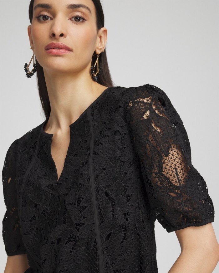 Women's Lace Leaf Dress - Black