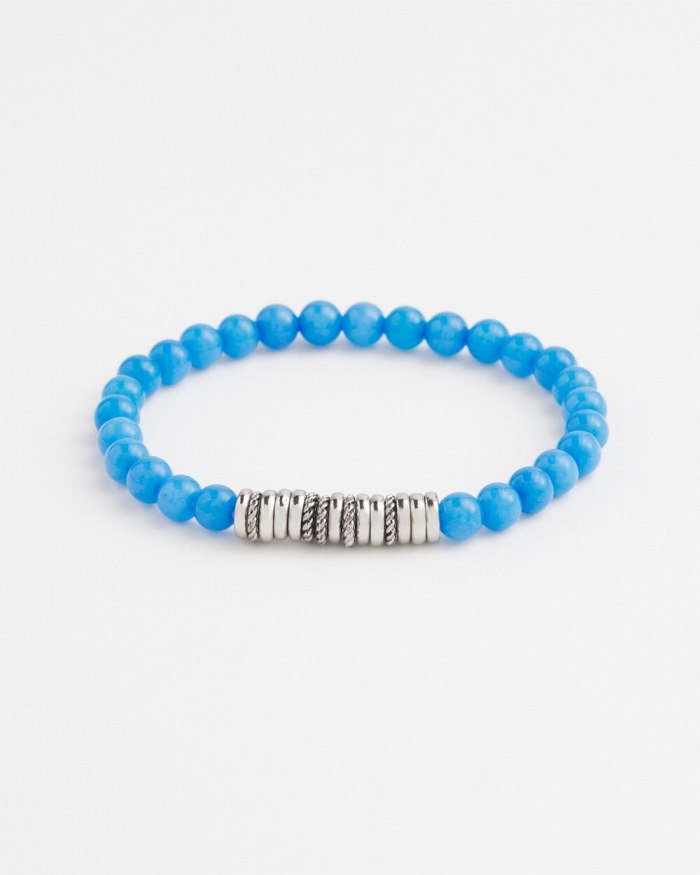 Women's Blue Jade Hero Stretch Bracelet - Intense Azure - Click Image to Close