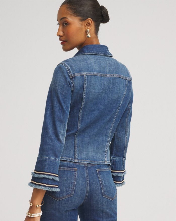 Women's Double Fray Denim Jacket - Blue Springs Indigo