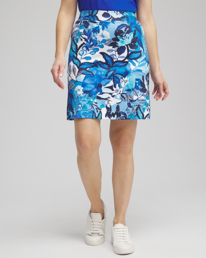 Women's Zenergy UPF Knit Floral Skort - Intense Azure - Click Image to Close