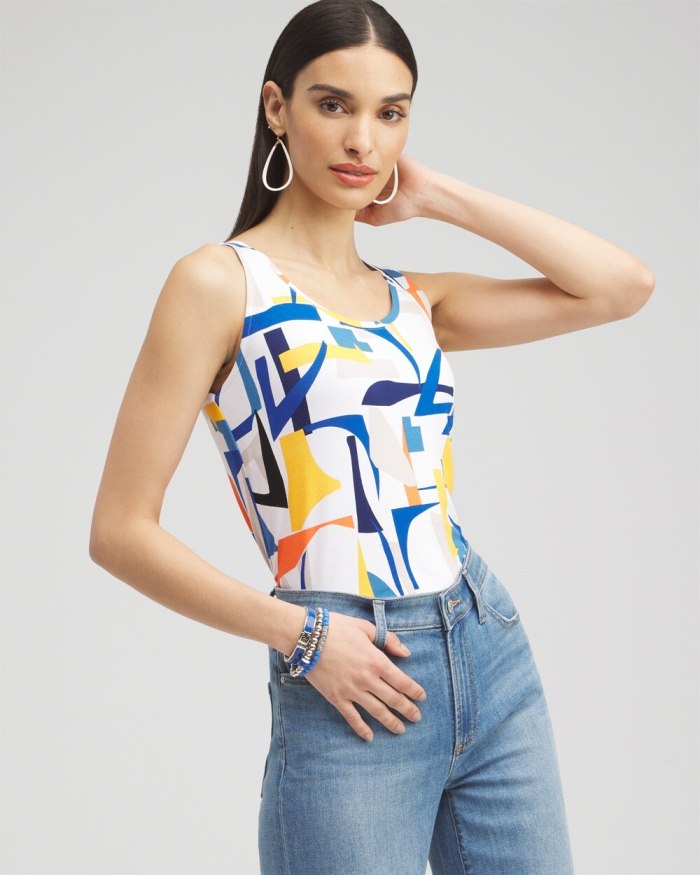 Women's Touch of Cool Abstract Polished Tank - Nectarine