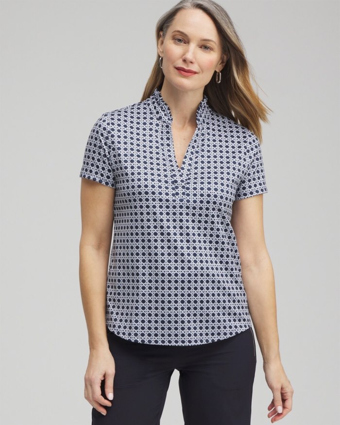 Women's Zenergy UPF Cane Ruffle Neck Polo - Classic Navy