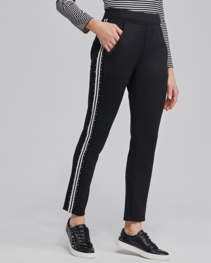 Women's Zenergy Studded Double Knit Pants - Black - Click Image to Close