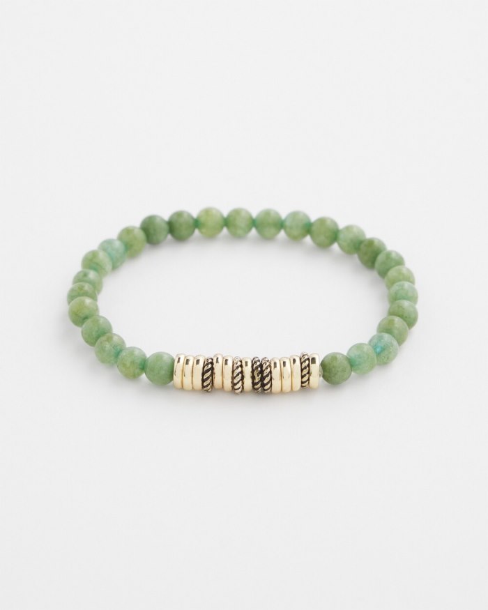 Women's Olive Jade Hero Stretch Bracelet - Olive - Click Image to Close