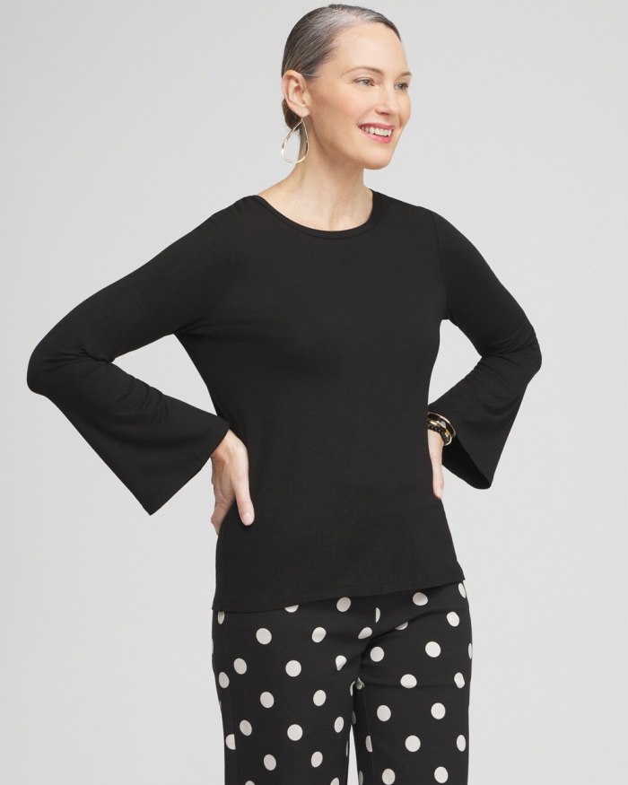 Women's Touch of Cool Dots Flare Tee - Black - Click Image to Close