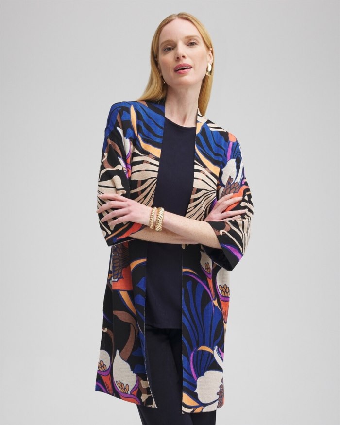 Women's Travelers Collection Floral Cardigan - Travelers India Ink