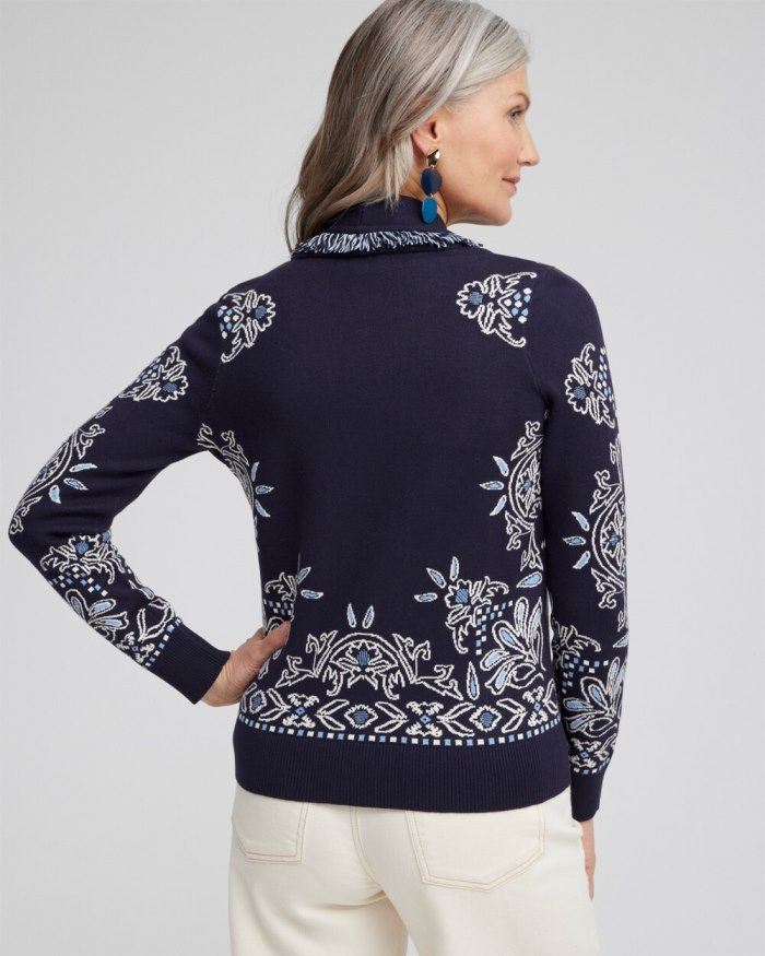 Women's Shawl Neck Cropped Cardigan - Classic Navy