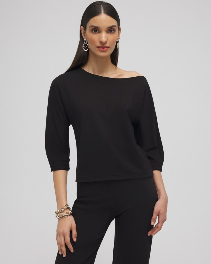 Women's Ponte Off-The-Shoulder Top - Black