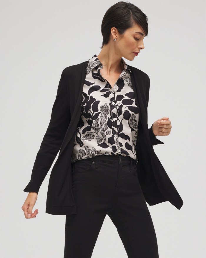 Women's Spun Rayon Cardigan - Black - Click Image to Close