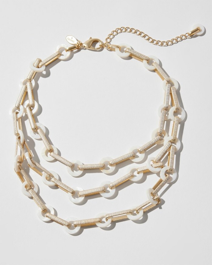 Women's Mother of Pearl Multistrand Necklace - Gold/White