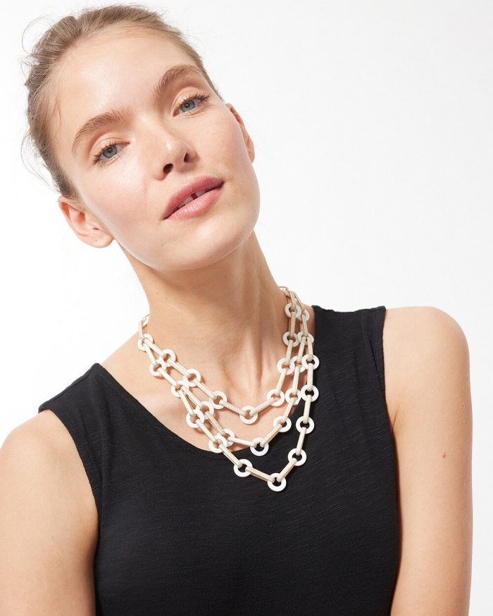 Women's Mother of Pearl Multistrand Necklace - Gold/White