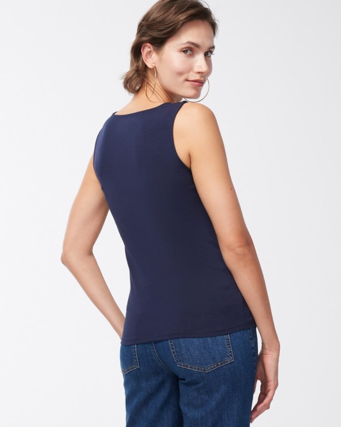 Women's Contour Cotton Navy Square Neck Tank - Classic Navy