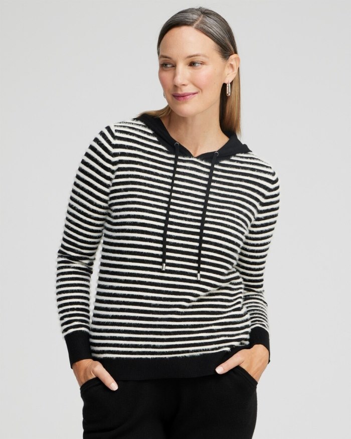 Women's Zenergy Luxe Cashmere Blend Stripe Pullover - Black