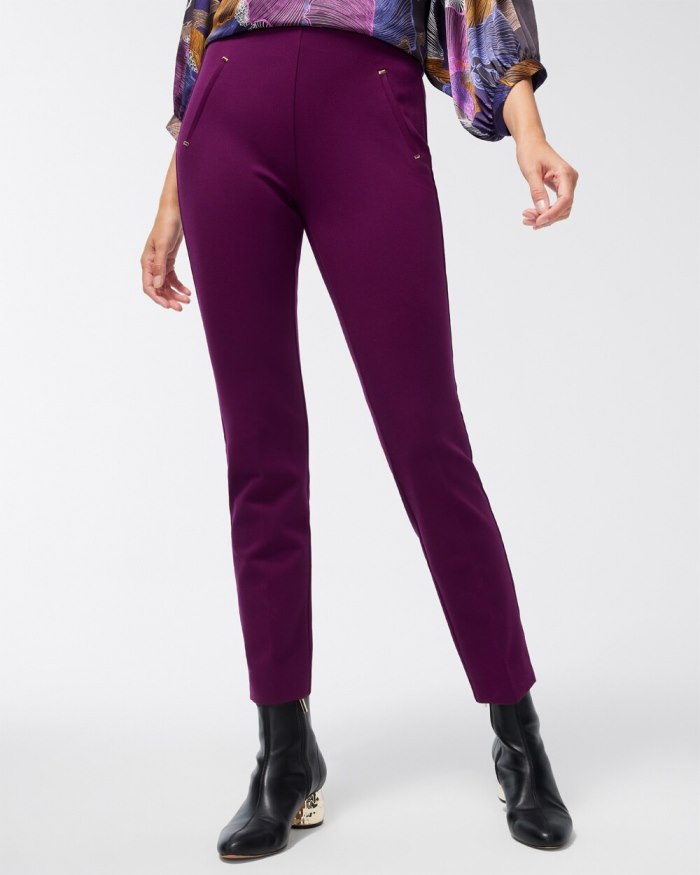 Women's Juliet Ponte Trim Detail Ankle Pants - Wicked Plum