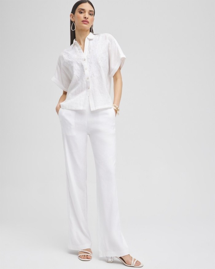 Women's Wide Leg Linen Pants - Alabaster