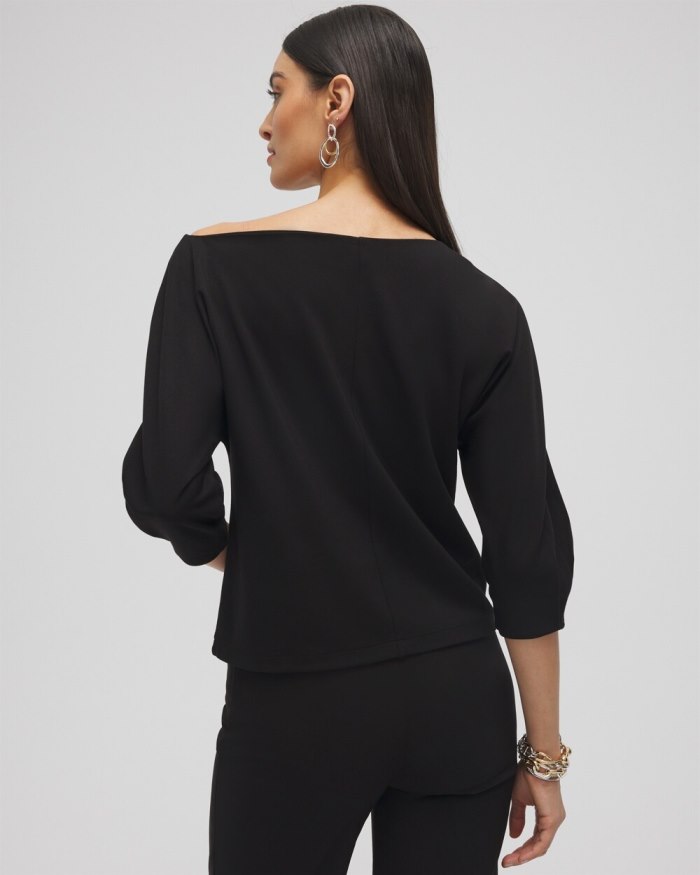 Women's Ponte Off-The-Shoulder Top - Black