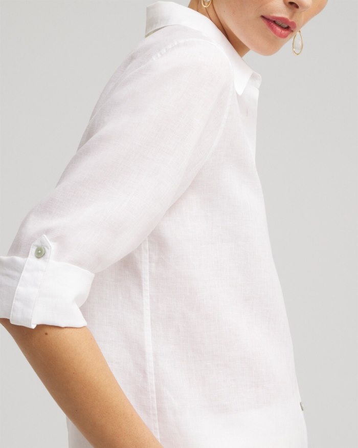 Women's No Iron Linen Tunic - Optic White