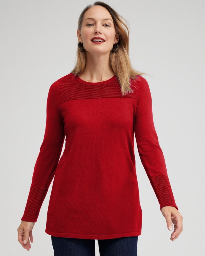 Women's Zipper Detail Tunic Sweater - Wild Poppy