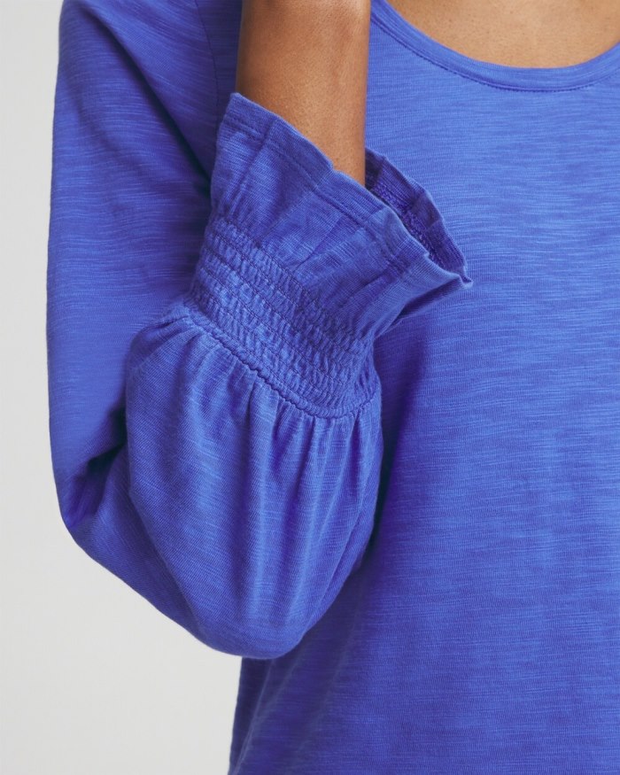 Women's Smocked 3/4 Sleeve Tee - Purple Nightshade