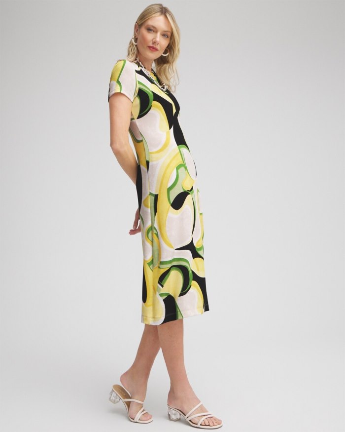 Women's Travelers Abstract Cap Sleeve Maxi Dress - Verdant Green