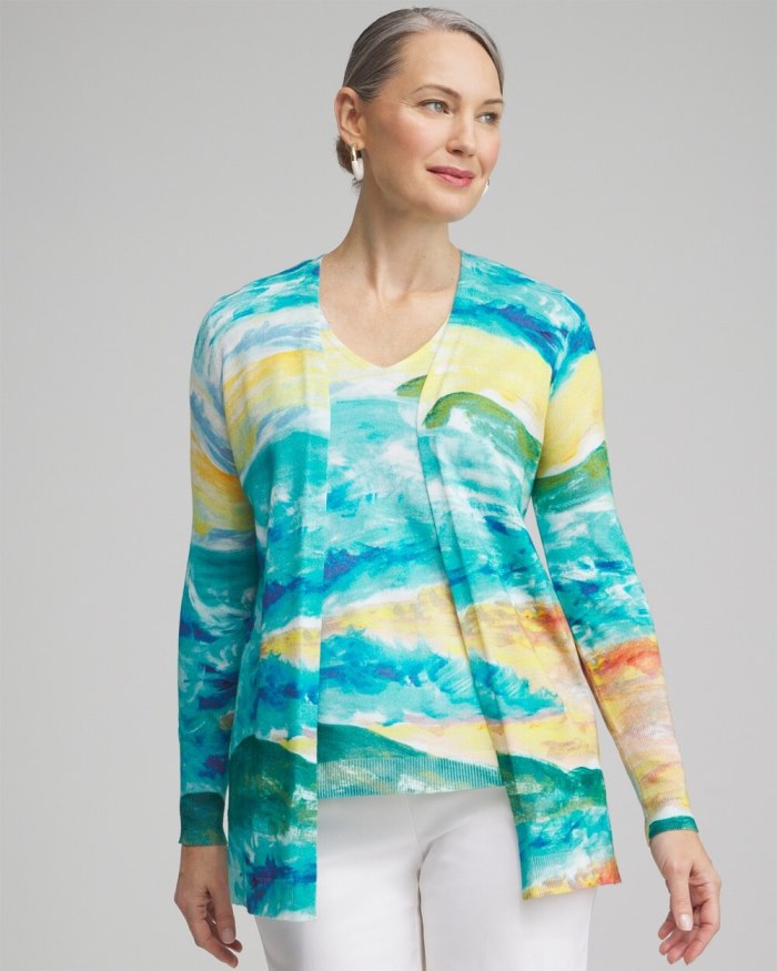 Women's Spun Rayon Watercolor Cardigan - Verdant Green