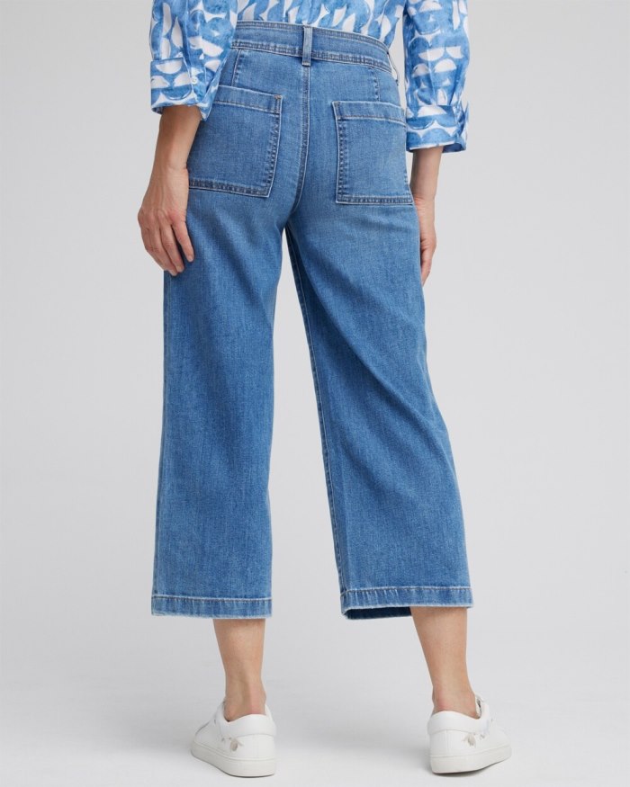 Women's Cropped Wide Leg Denim - Meera Indigo