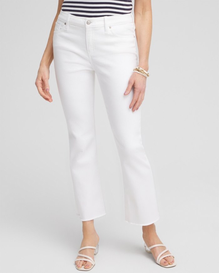 Women's No Stain Girlfriend Fray Hem Kick Flare Jeans - Alabaster